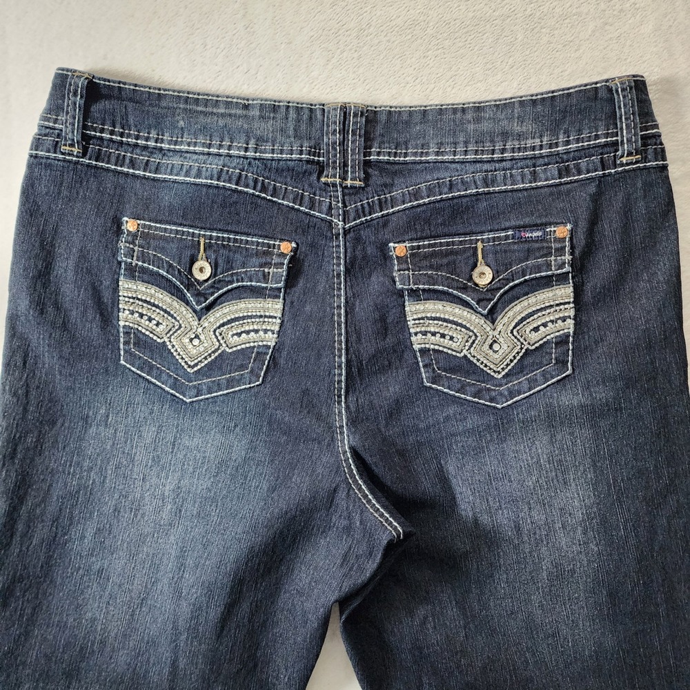 Angels Jeans Womens 20 Blue Embellished Pocket Straight Leg Y2K Denim 41"W 32"L